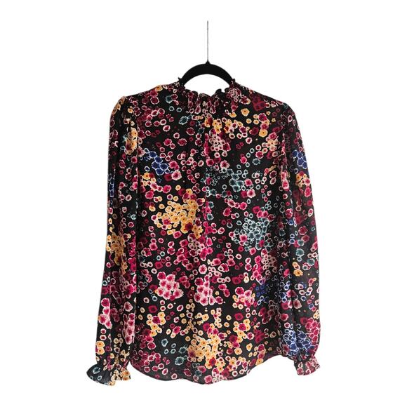 Adrienne Vittadini Tops - Adrienne Vittadini Womens L Blouse Floral Pullover Smocked Neck L/S